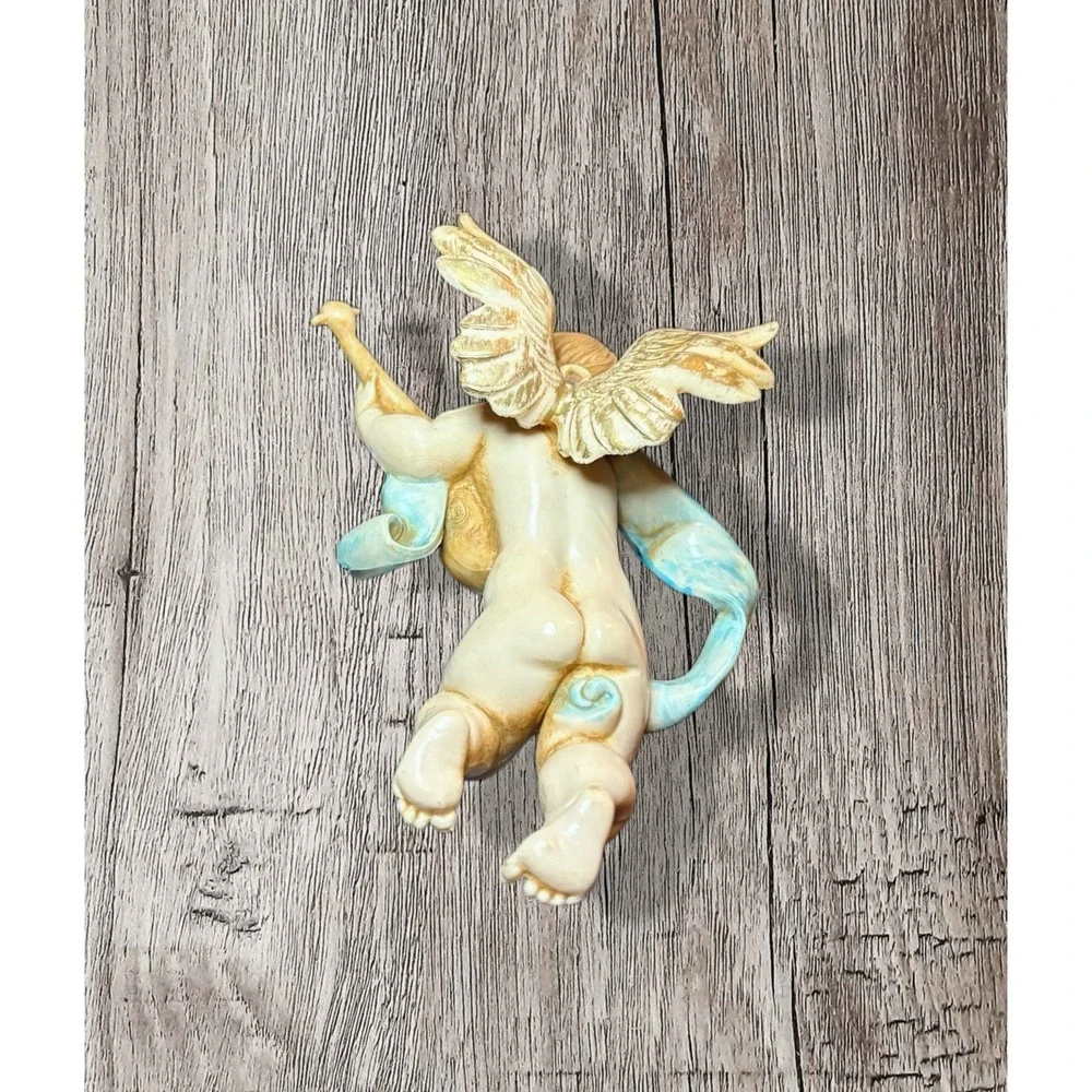 Vintage Fontanini Depose Italy Cherub Figurine Ornament With Mandolin